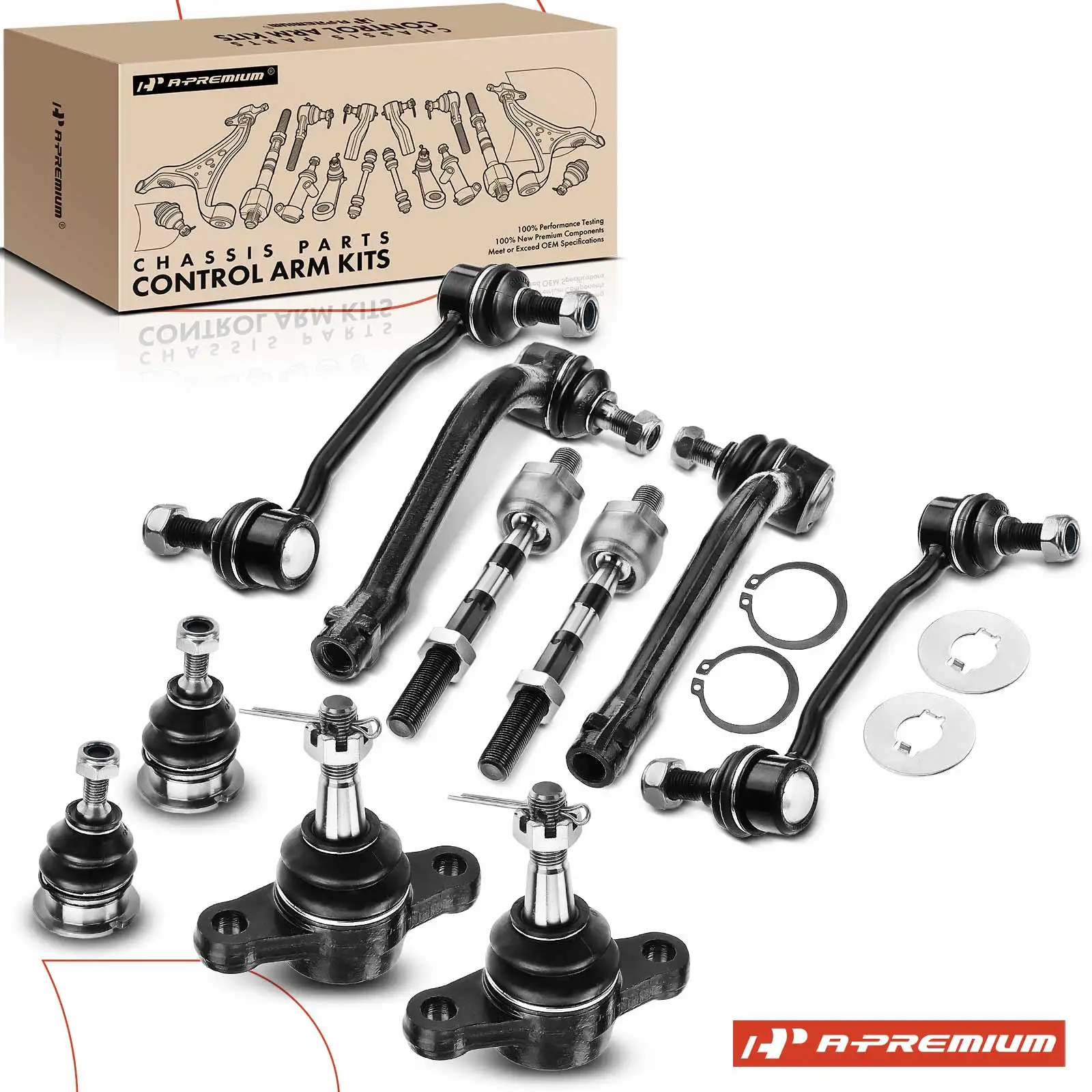 A-Premium 10x Front Stabilizer Bar Link & Tie Rod End Ball Joint for Hyundai Sonata 2006-2008 Azera 2007