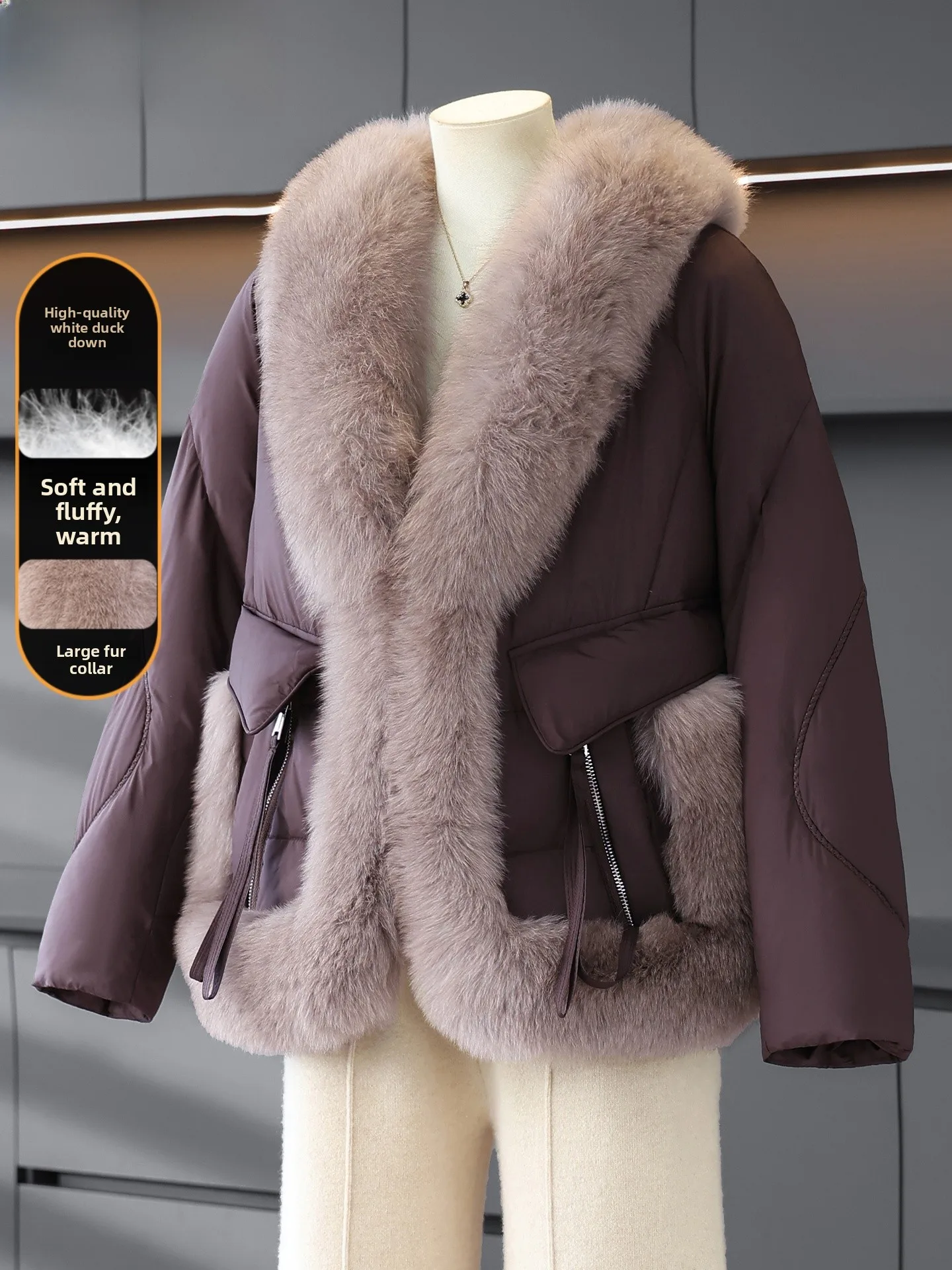 

Зимнее пальто Ele для женщин: Премиум-класс, с мехом, утепленное хлопком, повседневное, свободного кроя, теплое, из утолщенного полиэстера, для женщин среднего возраста.