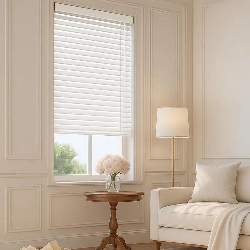 

Faux Wood Blinds, 2" Slat, 34.5" W x 60" H, Cordless Window Blinds and Shades with Decorative Board, Easy to Clean and Simple Light Adjustment, for Room Darkening, Home Interior Windows, White