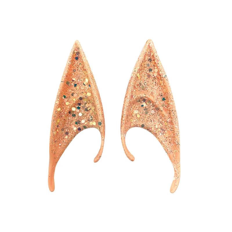 Glitter Latex Ears Anime Angel Devil Cosplay Fairy Elf Ears Masquerade Costumes Props Halloween Christmas Sequins Decoration