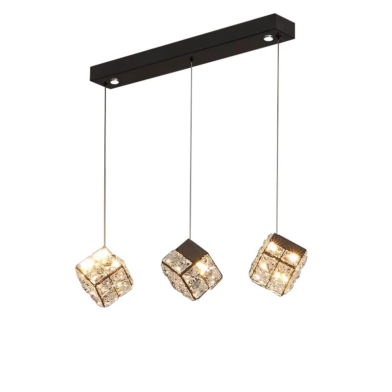 

Cube Crystal Chandelier Lights Luxury Home Decoration Hanging Lamps Over Dining Table Villa Duplex Lustre