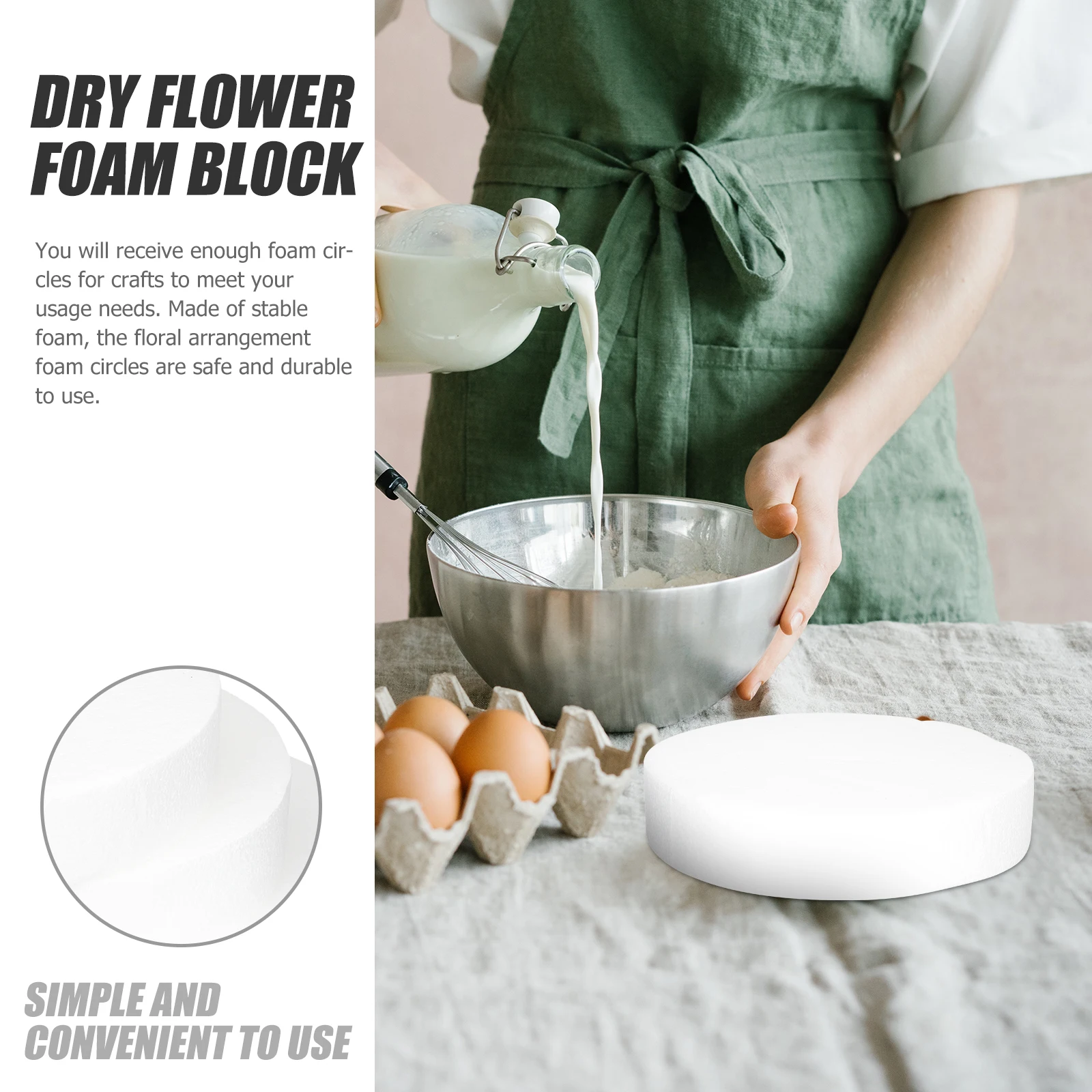 

3Pcs Foam Discs Stable Floral Arrangement Circles Durable Round Flower Brick DIY Supplies Cake Decoration Modeling Fake Craft