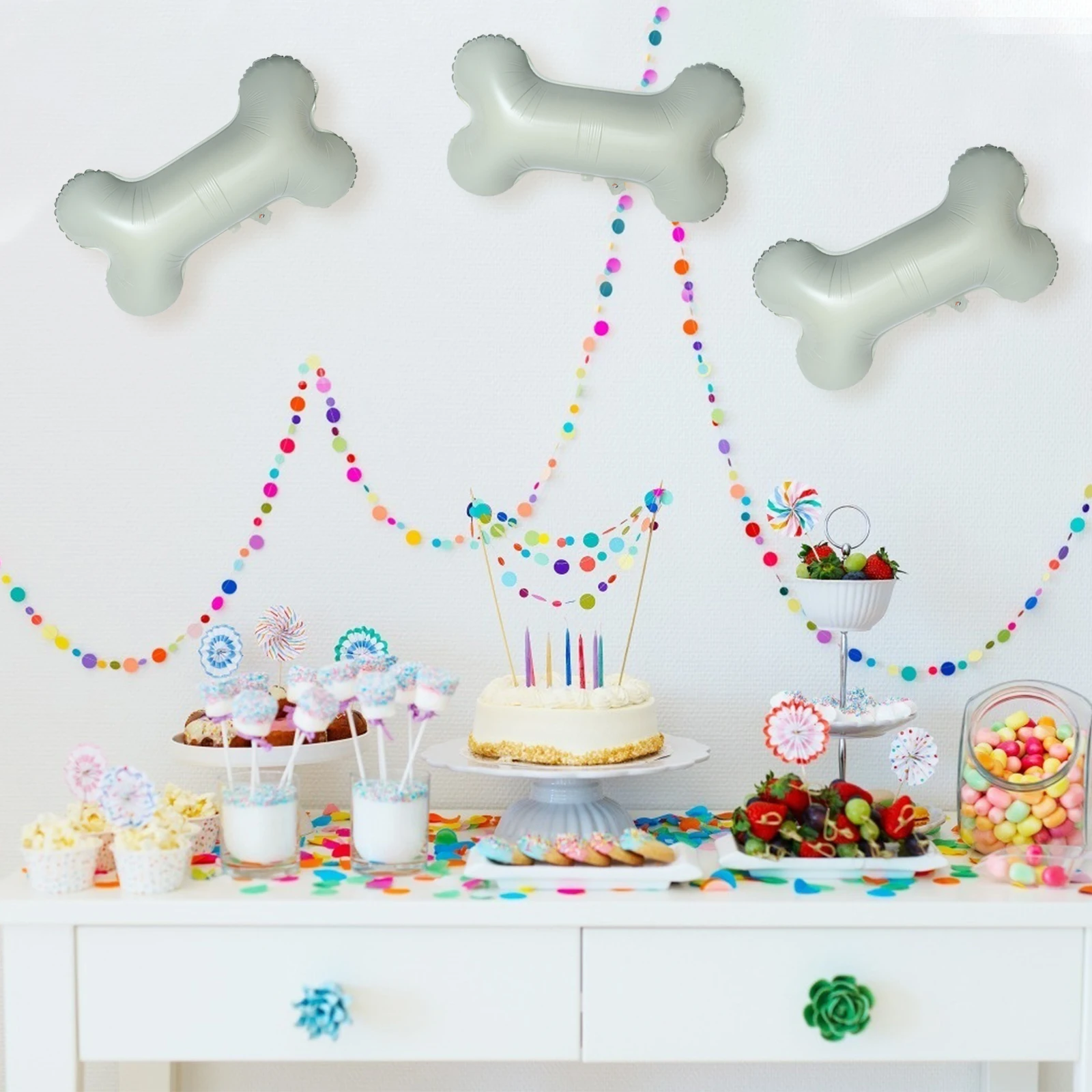 

5pcs Aluminium Foil Balloons Dog Bone Shape Bright Decorative Party Supplies Wedding Birthday Festival Balloon Accessories