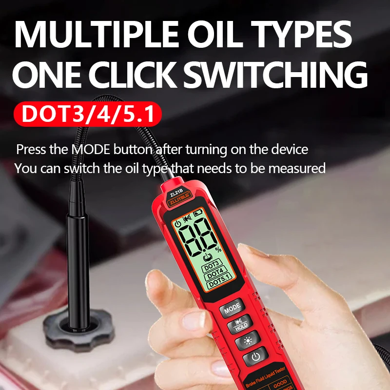 Brake Fluid Tester Auto Car Brake Liquid Digital Tester Pen LED Indicator Accurate Automotive Brake Oil Tester Sound Light Alarm