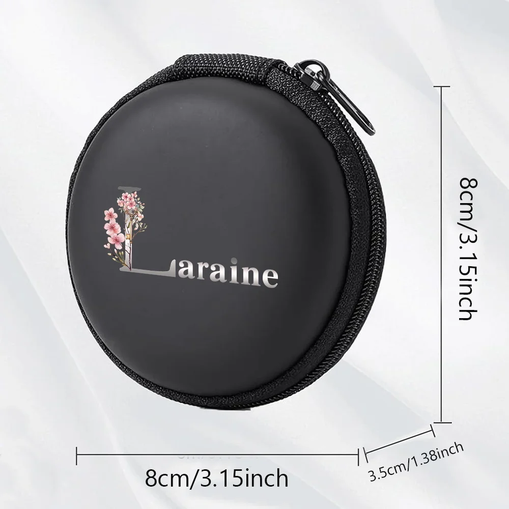 Personalized Customized Name Portable Rotundity Zipper Boxes Data Cable Storage Cases Headphones Storage Custom Products