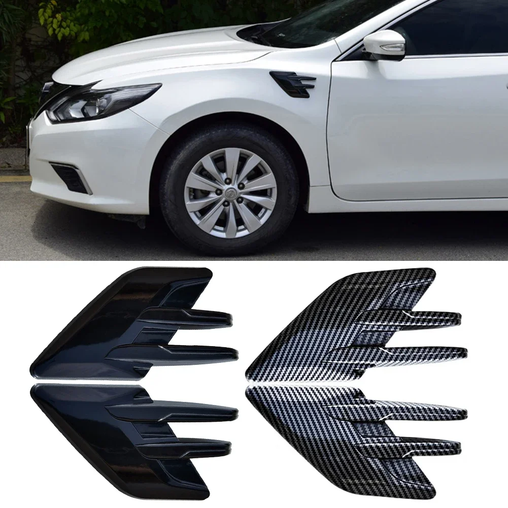 2Pcs Car Styling 3D Shark Gill Car Side Fake Vent Sticker Car Exterior Air Intake Flow Side Fender Vent Wing Cover Trim Tuning