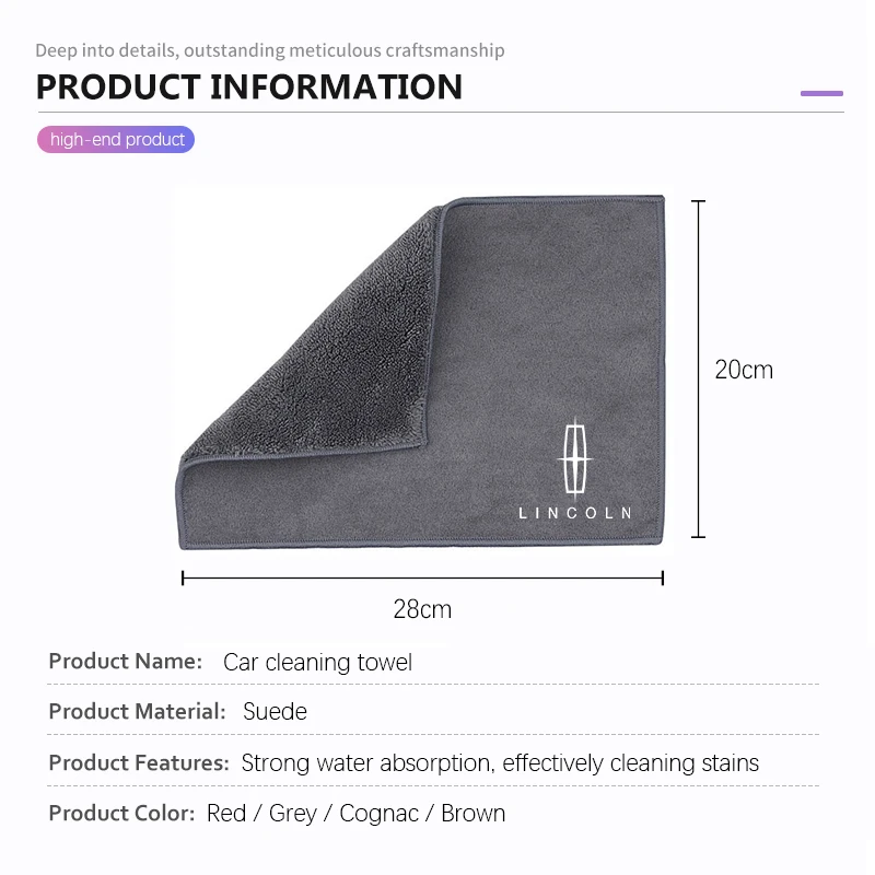 Microfiber Car Towel Super Absorbency Cleaning Care Cloth For Lincoln Z Navigator Town-car Aviator MKZ Corsair Continental MKX view 6