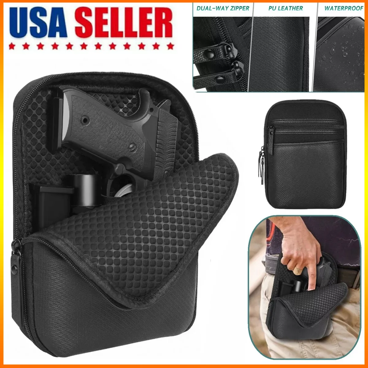 FANDAO Concealed Carry Gun Pouch Pistol Holster Pack Waist Pocket  Holster Fanny Pack Case Storage for pistol revolver magazines