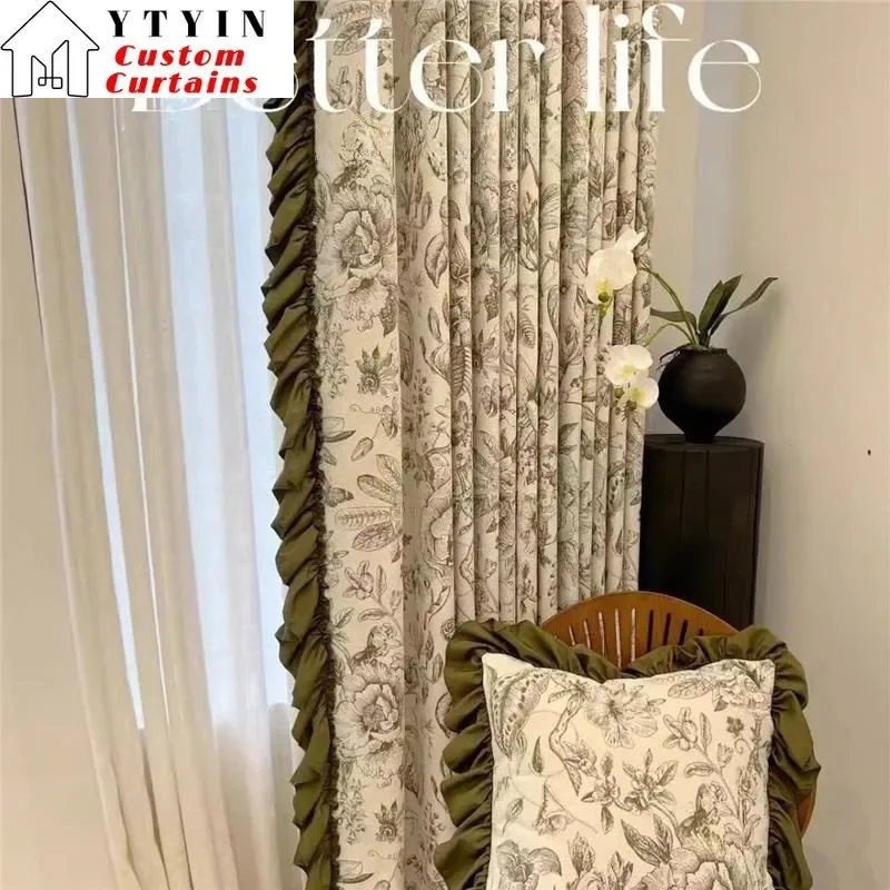 

Custom Size！！French Retro Thick Chenille Fashion Jacquard Luxury Elegant Curtains for Living Dining Room Bedroom Decor Window