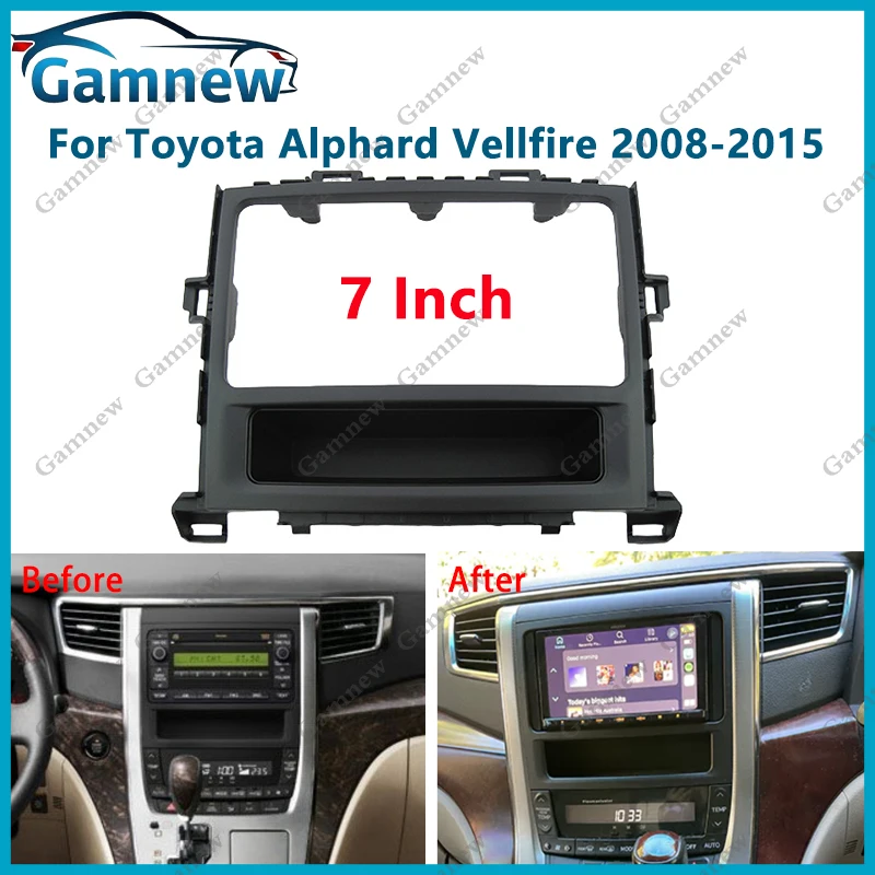 Panel de Radio Fascia para coche 2DIN de 7 pulgadas para Toyota Alphard Vellfire 2008-2015 Kit de marco instalar placa frontal Facia