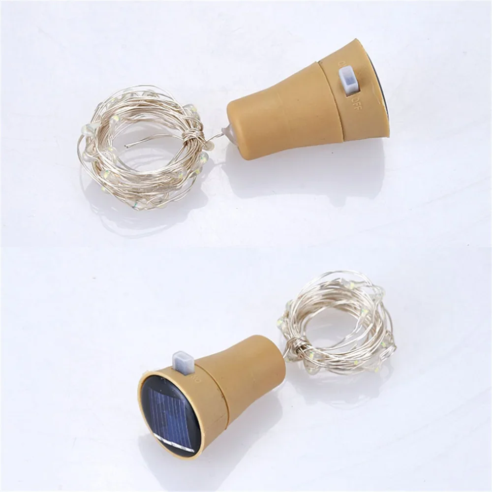 Solar Bottle Lights Battery-Operated Garlands Outdoor Waterproof Copper Wire Bottle Stopper Shaped LED Light Party Decoration