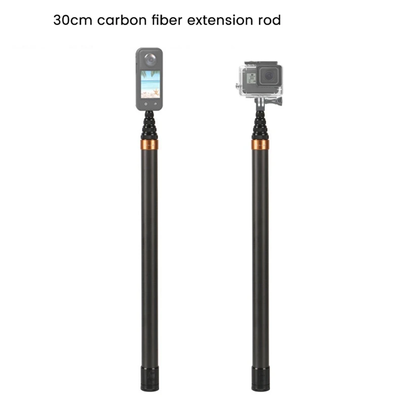 Tongkat Selfie serat karbon, tongkat Selfie tidak terlihat 300CM untuk Insta360 X3/GO3/DJI/Gopro tongkat Selfie