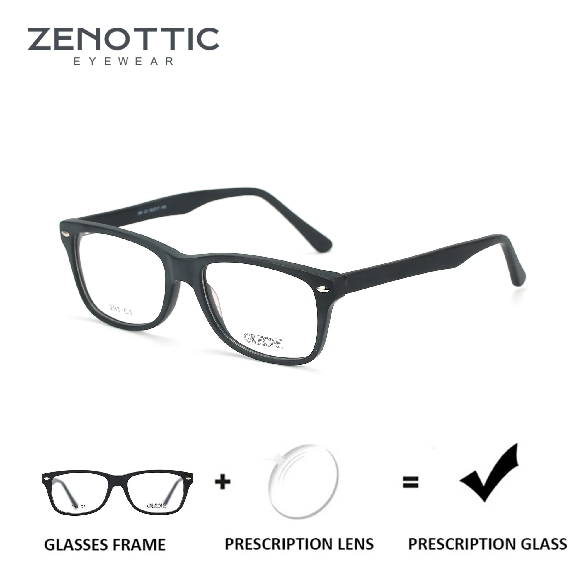 

ZENOTTIC (S Size)Handmade Acetate Prescription Glasses For Unisex Rectangle Myopia Progressive Optical Lenses With Recipe