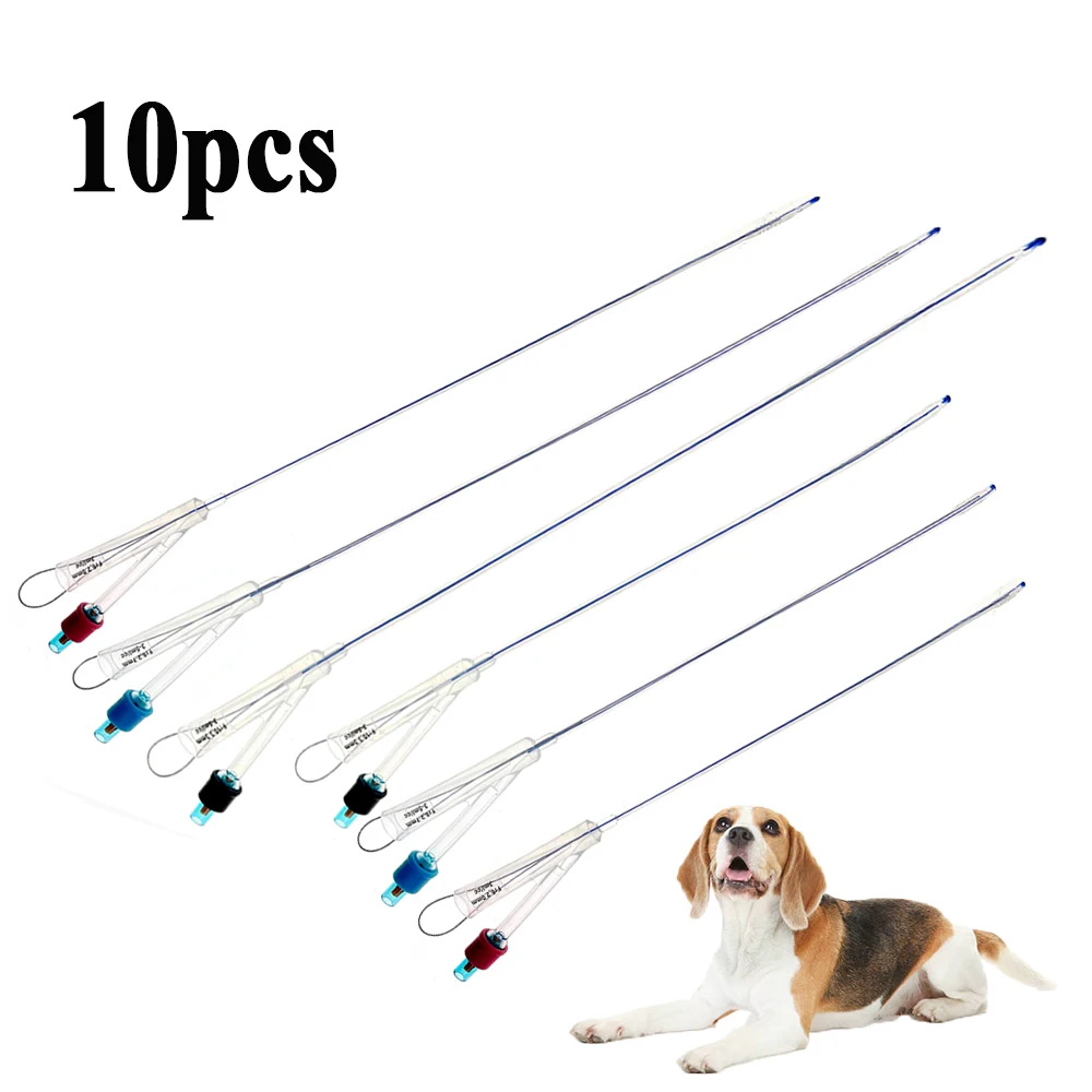 Pet Canine Foley Urinary Catheter Placement With SS Stylet Probe Side Open 100% Silicone Retention Bladder Lavage Relief 10PCS