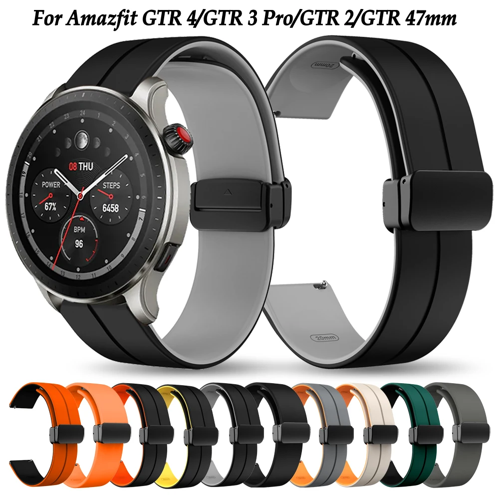 

Ремешок силиконовый для Amazfit GTR 4 3 GTR3 Pro 2 2e, браслет для наручных часов, магнитная застежка, браслет для Amazfit GTR 47 мм, 22 мм