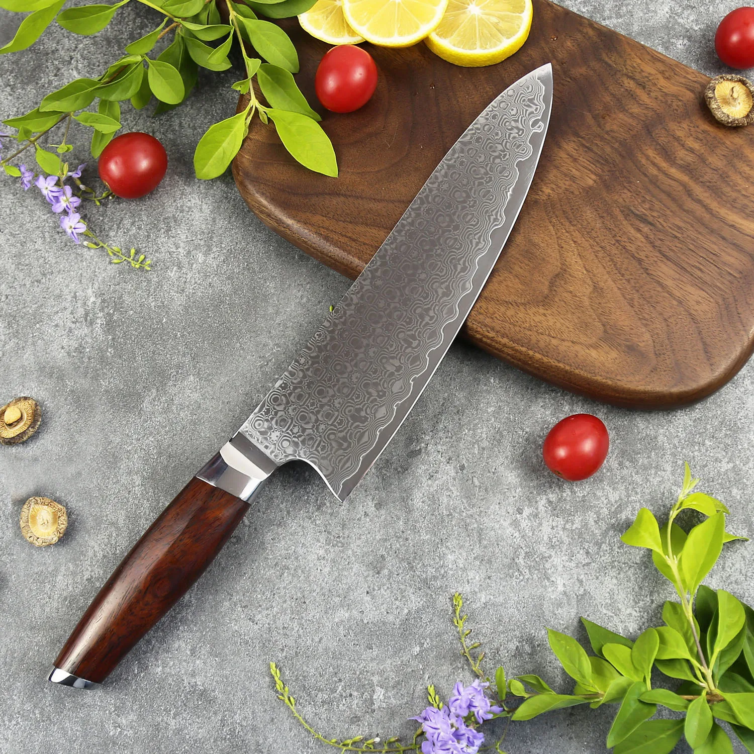 

8 Inch Chef Knife 67 Layers Damascus Steel 10Cr15MoV Blade Sharp Slicing Cleaver Cutlery Japanese Kitchen Knives Wood Handle