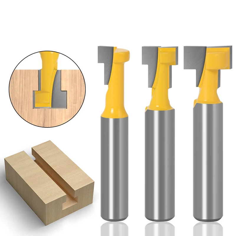 3 Pcs,8mm Shank Lock Hole Cutter Woodworking Milling Cutter, Wood Picture Frame Hanger T-Type Keyhole Cutter, Chisel Cutter