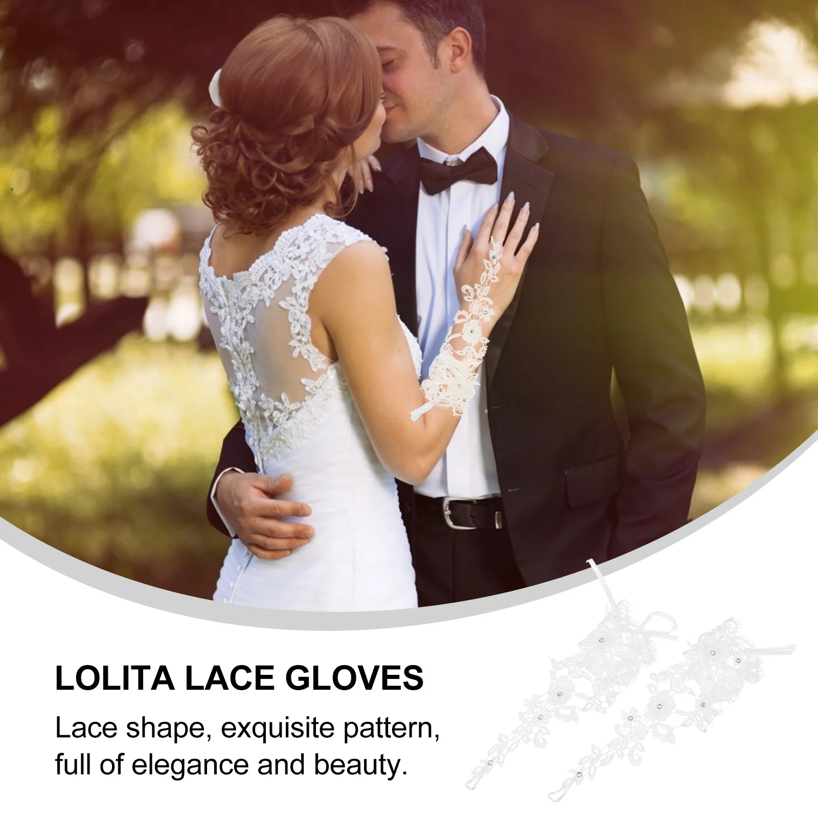 1 Pasang Sarung Tangan Pengantin Renda Lengan Panjang Sarung Tangan Gaun Pengantin Fleksibel Elastis Putih Penutup Lengan Lolita Cantik Praktis