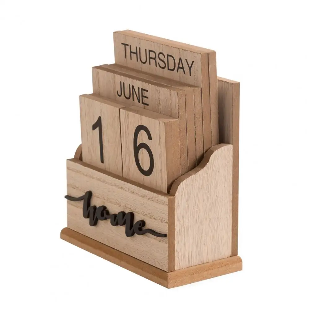 2025 Wooden Desk Calendar Block Perpetual Calendar Home Office Tabletop Decor Mini Block Calendar Gift