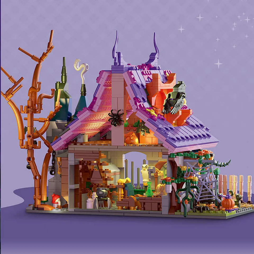 1202pcs MOC Idea Halloween Wizard Hut Building Blocks Construction Bricks Model Assembling Children's Toys Christmas Gift ﻿
