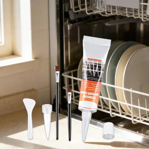 Dishwasher Rack Repair Coating 50ml Coating Long-Lasting Gel with 2 Brushes Dishwasher Rack Repair Gel for Home Ovens Frying