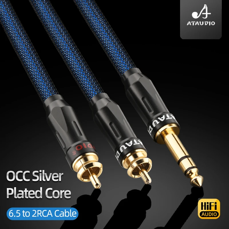 

Аудиокабель ATAUDIO Y-образный разветвитель 6,5 мм TRS на 2RCA, HiFi, с серебряным покрытием OCC, для аудиоусилителя