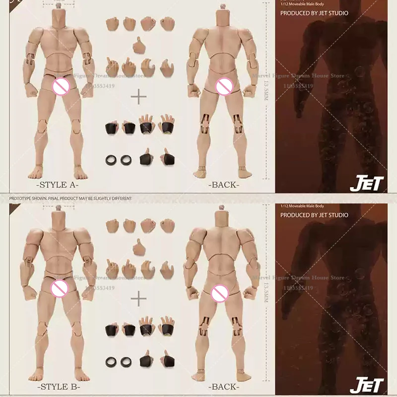 JET STUDIO TS-MB-001/002 1/12 Scale Fashion Model Male Joint Mobility Hormone Body Flexible Posture Fit 6-inch Action Figure
