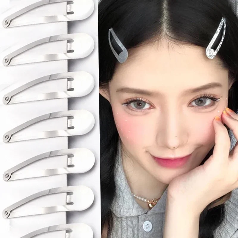 100 Uds. Pinzas para el cabello plateadas de Metal BB Snap Y2K Base de horquillas para pasadores hechos a mano DIY accesorios de tocados de estilo coreano para mujeres