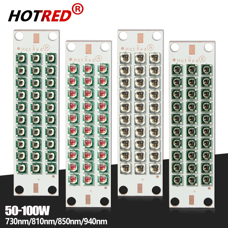 Wysokiej mocy chip LED na podczerwień 730nm 810Nm 850nm 940nm głęboka czerwień 660nm 30W 50W 100W oświetlenie do uprawy roślin do kamery CCTV z noktowizorem