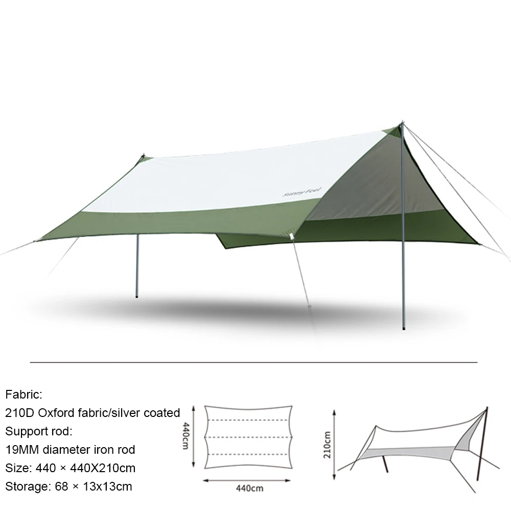 Large Sliver Coating Tarp Waterproof Awning Camping Outdoor Shade Tarpaulin Tent Shelter Beach Sunshade Flysheet