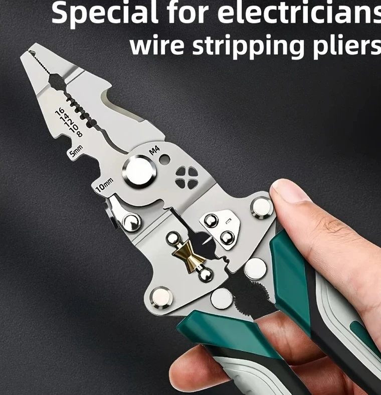 Electrician Pliers For Stripping Splitting Cutting Wires Professional Tool Foldable Multi Function Wire Stripper Crimper  Cutter
