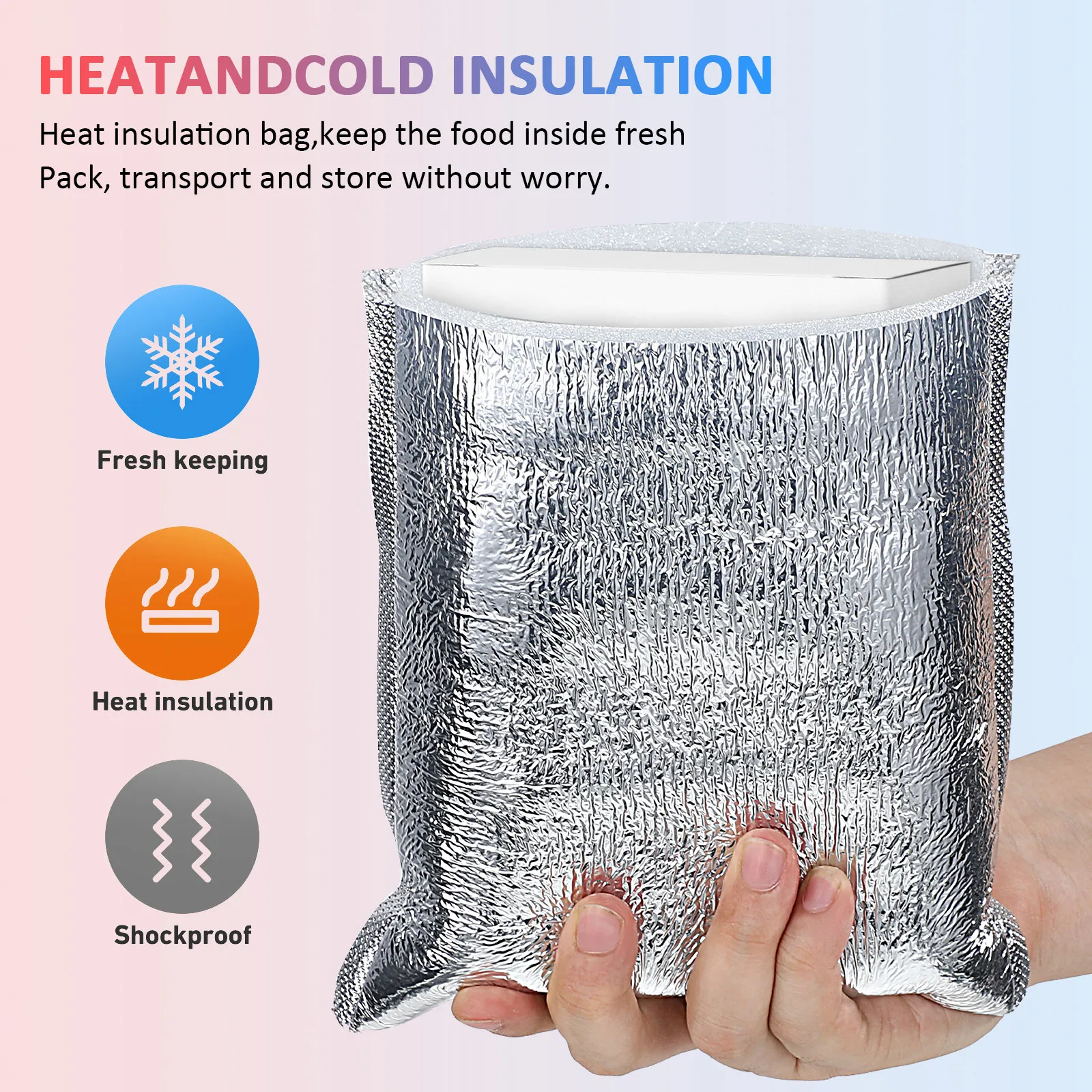 

50Pcs Aluminum Foil Insulated Bags Thick Food Storage Pouches for Picnic Take-Out Thermal Fresh-Keeping Small Lunch Bag