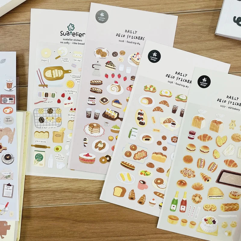 Importación coreana Suatelier hornear pan pastel postres pegatinas de alimentos Scrapbooking Diy diario adhesivo de papelería Deco suministro escolar