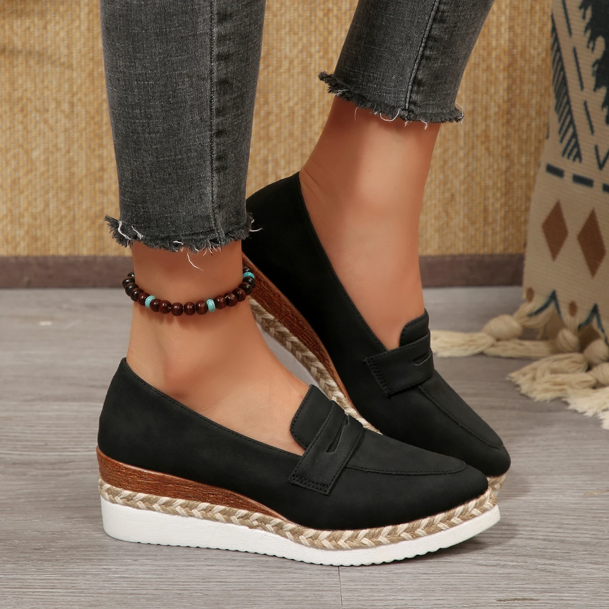 أحذية رياضية نسائية برأس مدبب أحذية منصة إسفين للنساء أحذية فردية ذات فم ضحل أحذية رياضية كاجوال مريحة للنساء #6