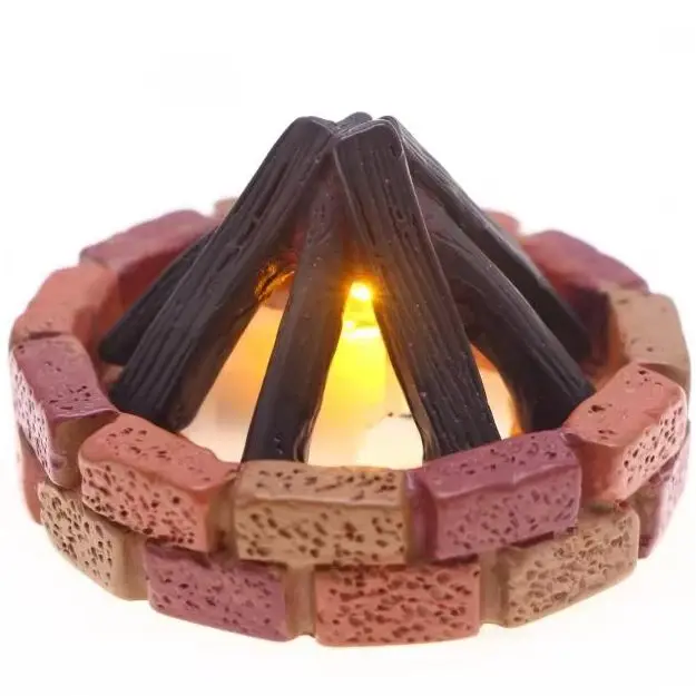Doll House Accessories 1:12 Dollhouse Miniature LED Bonfire Camping Scene Model Decor Toy