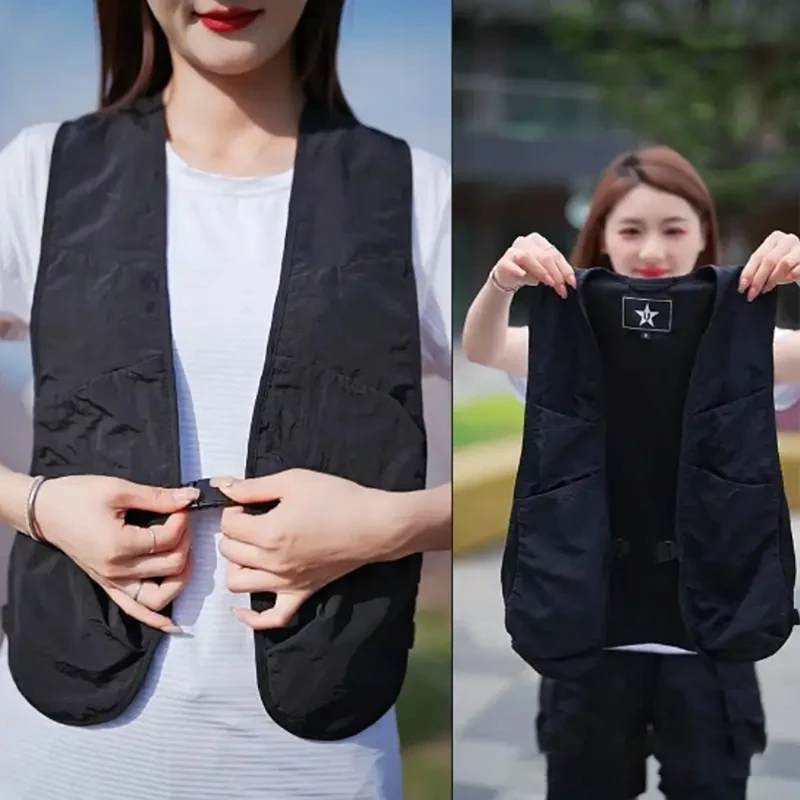 Lightweight Unisex Waistcoat Vest Multi-pockets Hip-hop Streetwear Chest Rig Bag Outdoor Travel Fishing Hiking Vest Clothing