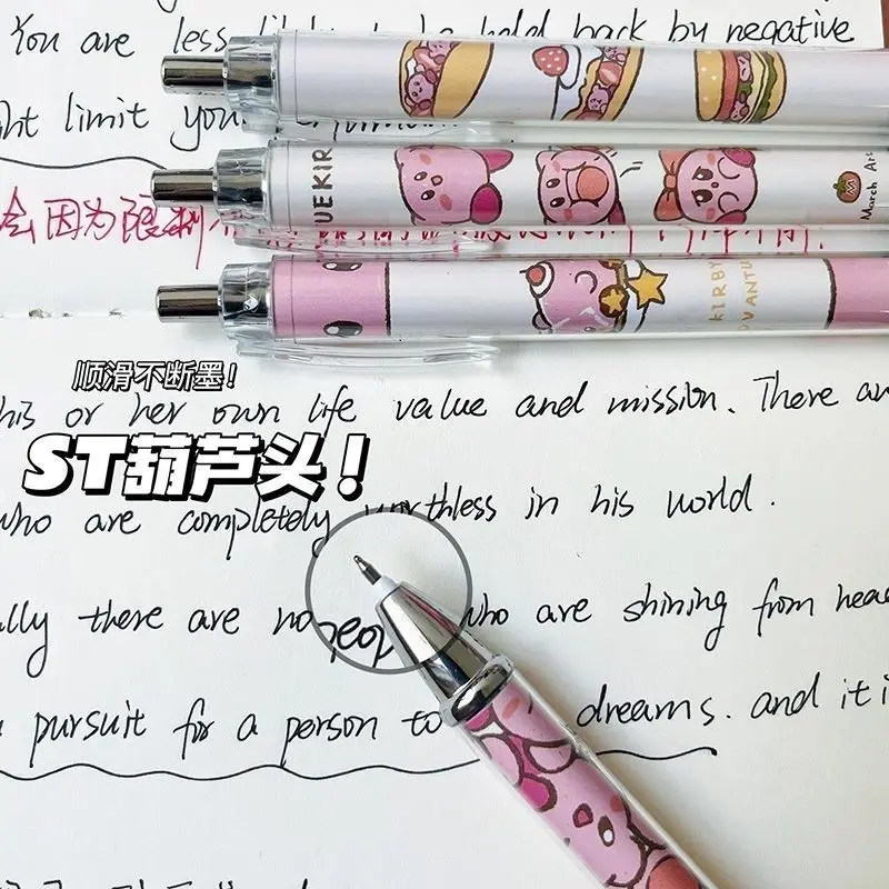 Kirby Neutral Pen Cute Student Exam Pen Quick-Dry Brush Writing Pen 0.5 Black Click Pen Cartoon Fun Gift for Friends Rewards - view 5