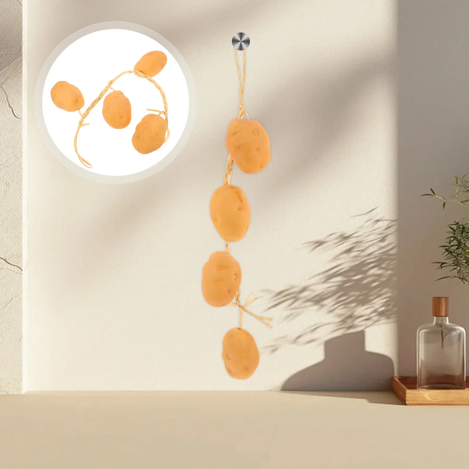 

4Pcs Artificial Potato Garland Vine Lifelike Fake Vegetables Hanging Decor for Kitchen Farmhouse Dining Room Decoration