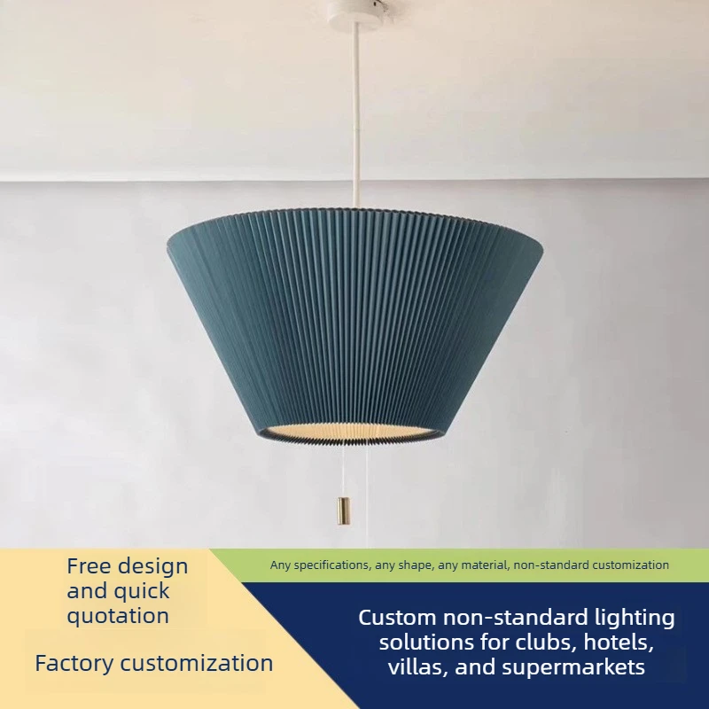 Modern American Fabric Umbrella-shaped Pendant Light, Creative Pleated Net Celebrity LED Chandelier for Living Room