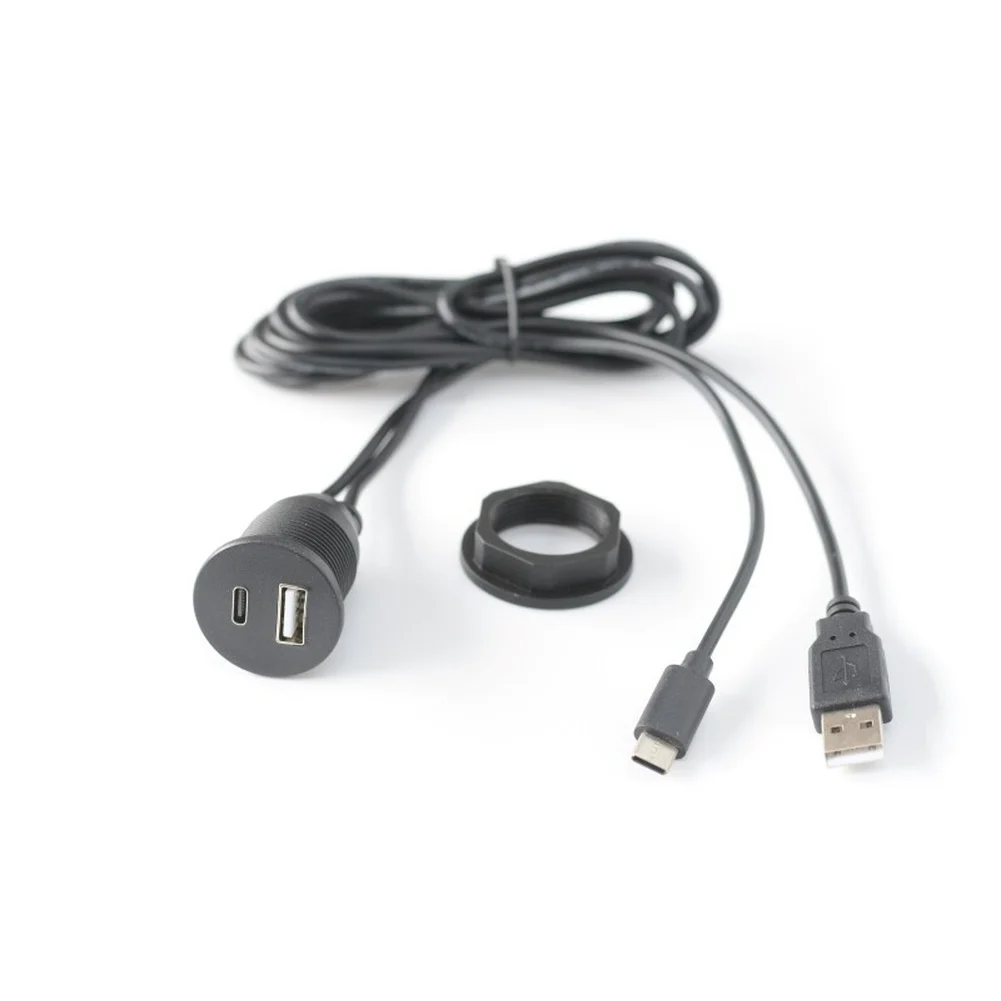 For Car Audio Systems Flush Mount USB Extension Black Oxygen-free Copper Core ABS Injection Molding 5V Voltage Support