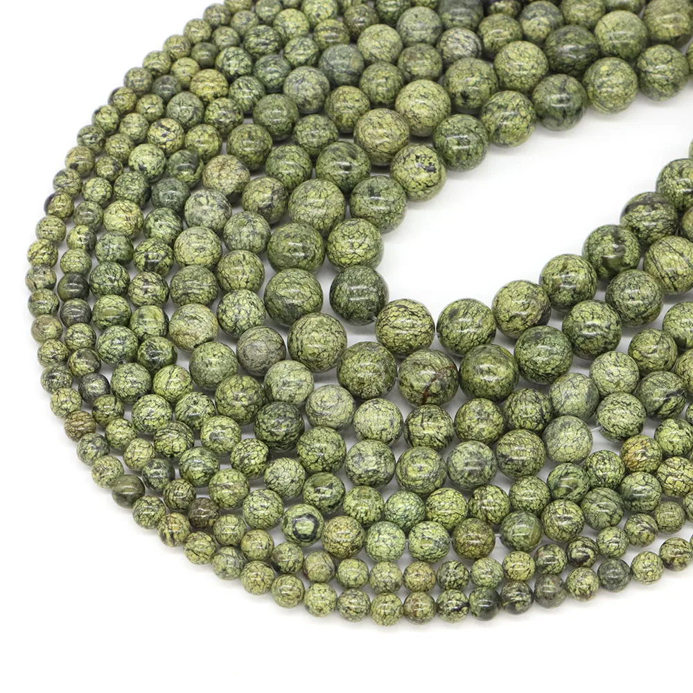

6 8 10 12 MM Natural Russian Serpentine Round Loose Spacer Stone Reiki Healing Gemstone Accessories for Diy Jewelry Handicrafts