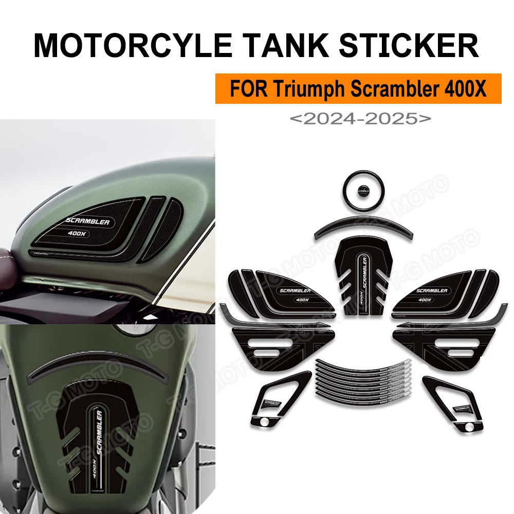 Scrambler400X دراجة نارية ملصقات خزان وسادة الغاز الوقود النفط عدة الركبة حامي الشارات ل انتصار تشويش إذاعي 400X 400X 2024 2025 #1