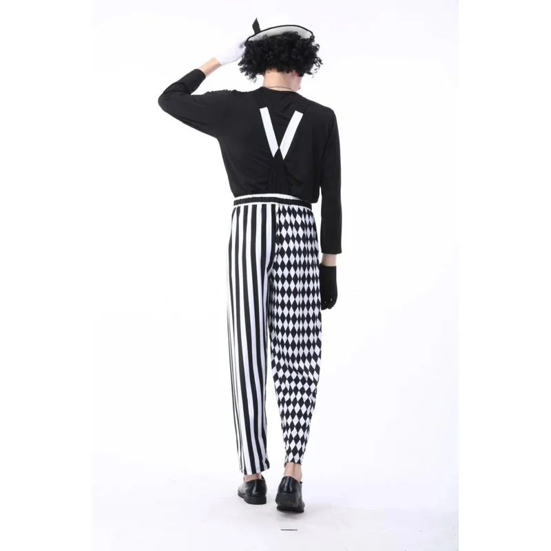 

A2025 New Black and White Couple Circus Clown ,Mens Nobody's Fool Costume,Women Devious Playful Jester Babe Costu ★ HAxiba.