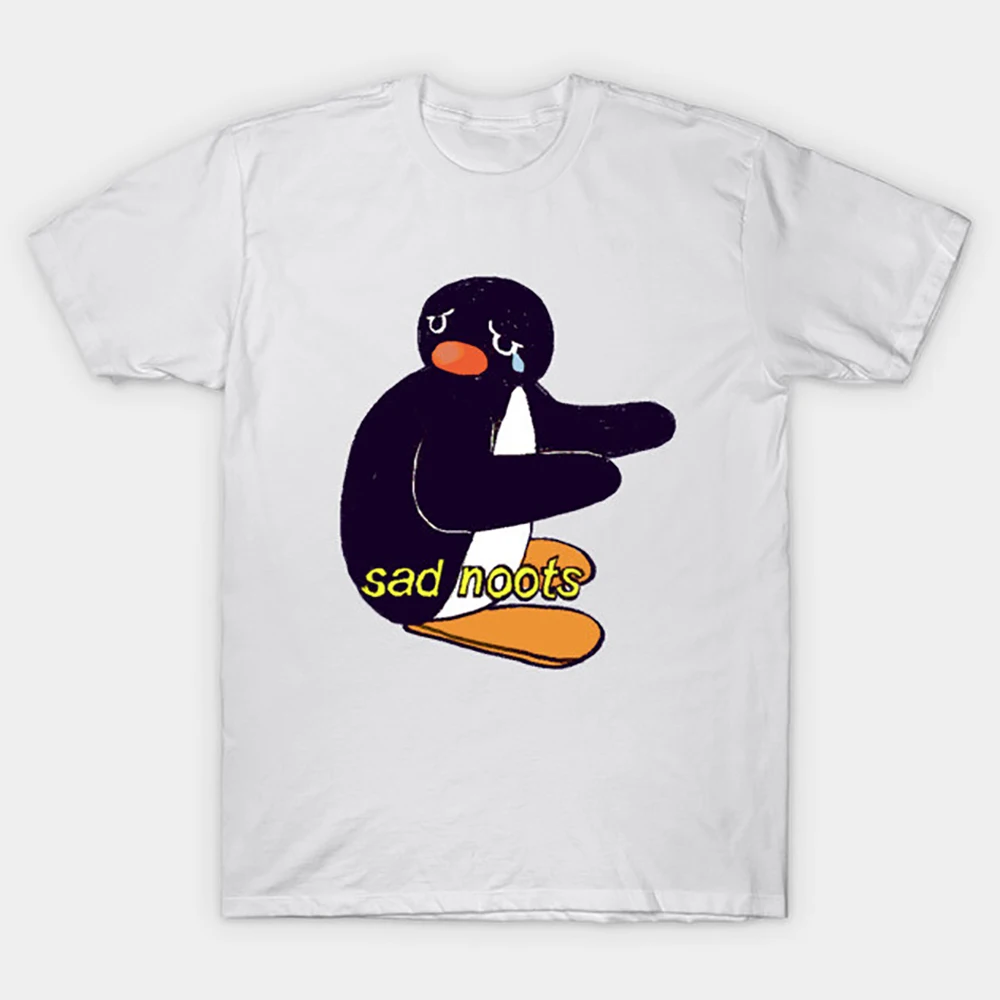 

0330 Noot Noot Pingu Meme Gift t shirt for men Funny cartoon Graphic Clothes 100% cotton printed Y2K clothing Large size tee
