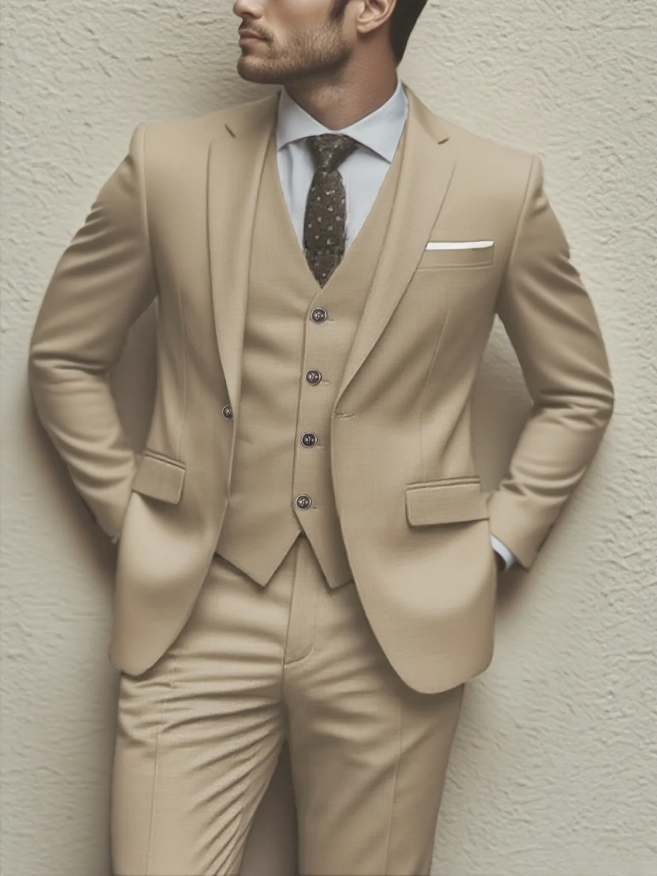 

Formal Celebration Men's Suit Single Breasted Solid 3-Piece Set