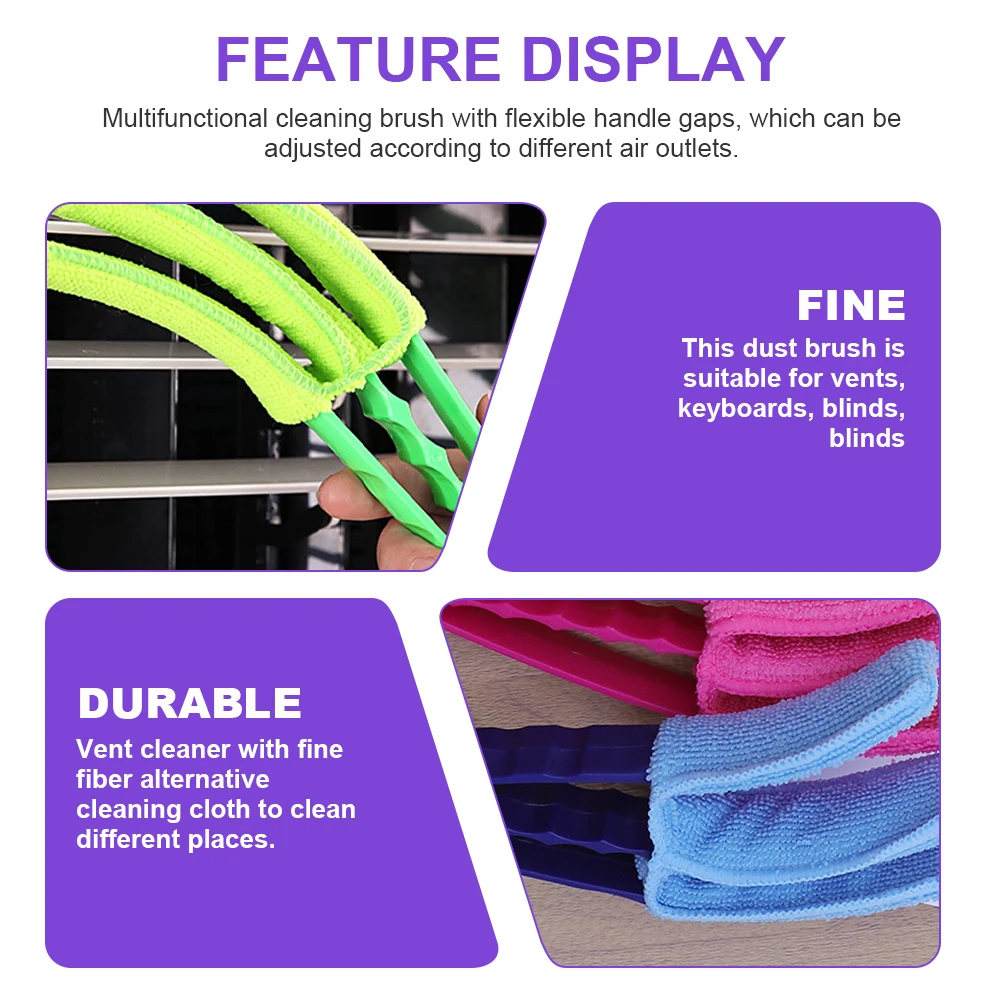 

1 set Microfiber Vent Cleaning Brush For Air Conditioner Jalousie Keyboard Car Interior Flexible Groove Gaps Duster Louver Blind