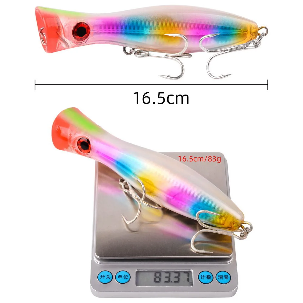 1pc 43g/83g Big Popper Floating Wobbler Fishing Lures,Topwater Trolling Artificial Plastic Hard Bait, Fishing Tackle view 3