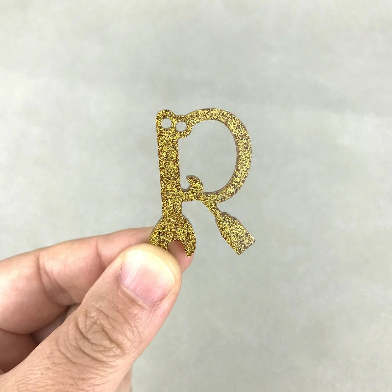 

Tool-shaped Letter Keychain Epoxy Resin Mold with Hole Keyring Pendant Mold