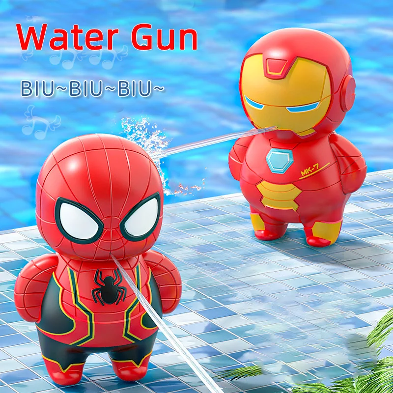 Anime Figures Spiderman Water Gun Iron Man Captain America Beach Summer Water Fight Toy Outdoor Fun Toy for Children Boy Girl