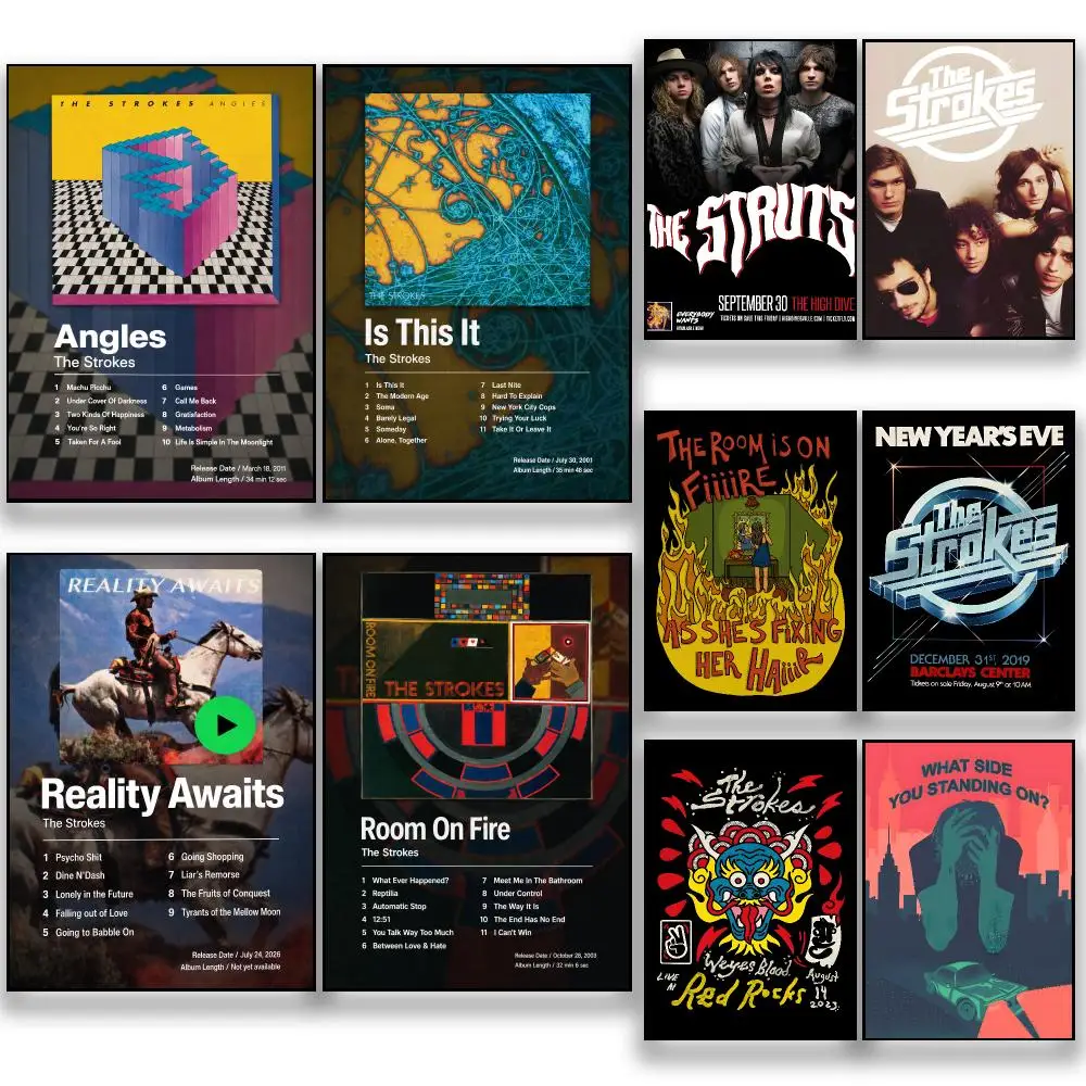 Band T-The Strokes Indie Rock Poster HD Removable Wall Art Gift Bedroom Lounge Dorm Office Gaming Cafe Bars